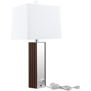 Elena - Square Tapered Mirrored Table Lamp - Brown