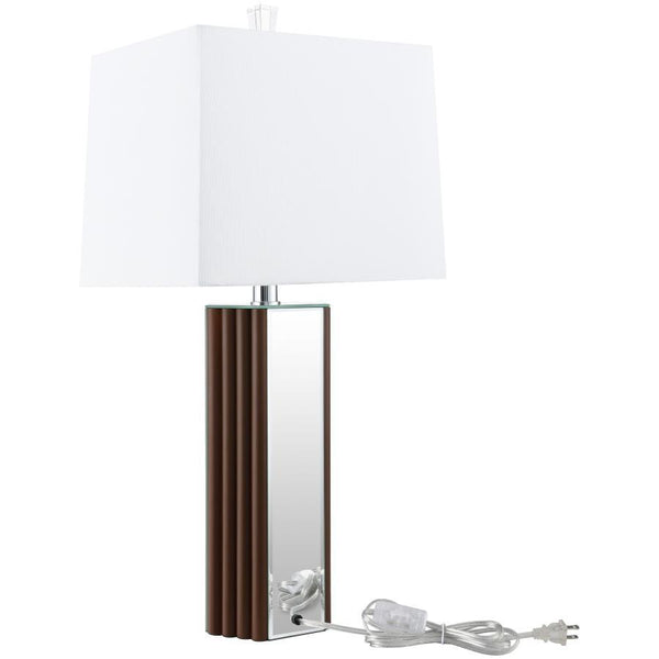 Elena - Square Tapered Mirrored Table Lamp - Brown