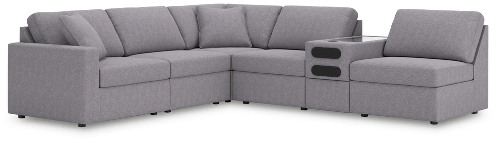 Looking cool and contemporary is great. But when it comes down to it, youâ€™re all about low-maintenance lounging. With the performance fabric on this sectional with audio system, cleaning spills is a breeze. Its customizable modular design caters to your