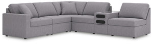 Looking cool and contemporary is great. But when it comes down to it, youâ€™re all about low-maintenance lounging. With the performance fabric on this sectional with audio system, cleaning spills is a breeze. Its customizable modular design caters to your