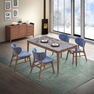 Bevis - Side Chair (Set of 2) - Blue & Walnut