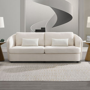 Sink into the embrace of this Mariko sofa with Beige Linen , where elegance meets comfort. Paired with plush pillows, it offers a serene sanctuary for relaxation. Its timeless design enhances any living space, making it a perfect centerpiece for gathering
