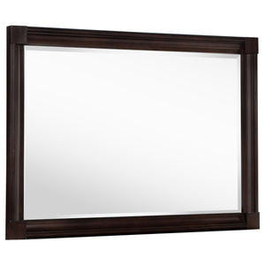 This dresser mirror enhances any room with its simple yet elegant design. The clean lines and dark oak frame bring a sense of warmth and sophistication, perfectly complementing traditional and transitional decor styles. The generous size of the mirror ref