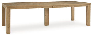 This dining table brings a rustic vibe to urban contemporary design. Itâ€™s a modern approach to natural beauty, with a rustic oak finish defining its thick tabletop and sturdy legs. And the table-'s color palette is stunningly simple, allowing it to coor
