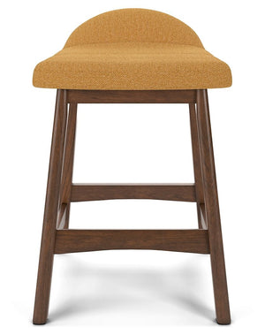 Lyncott - Mustard / Brown - Upholstered Barstool (Set of 2)