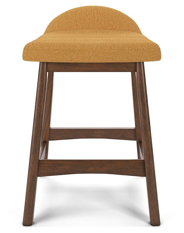 Lyncott - Mustard / Brown - Upholstered Barstool (Set of 2)