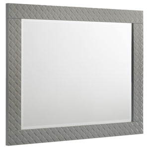 Complete your dresser with this elegant mirror, designed to enhance the modern aesthetic of your bedroom. The high gloss finish and 3-dimensional diamond tile emboss perfectly complement the dresser, creating a cohesive look. This mirror features a sturdy