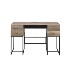 Desirre - Desk - Rustic Oak & Black - 48-"<br/><br/><b>Product Features</b><ul><li>Writing Desk</li><li>Storage: 4 Drawers</li><li>USB Power Dock Included</li><li>Wooden Top & Drawers: Rustic Oak Finish</li><li>Metal Sled Base: Black Finish (Open Base)</l