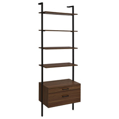 Play up the light, airy ambiance of a modern space while making use of every inch with a modern wall bookcase. It features four floating upper shelves and a lower case with two drawers, perfect for a blend of storage and display in any room. The shelves a