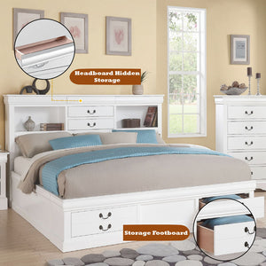 Louis Philippe III - Queen Bed - White - 48"