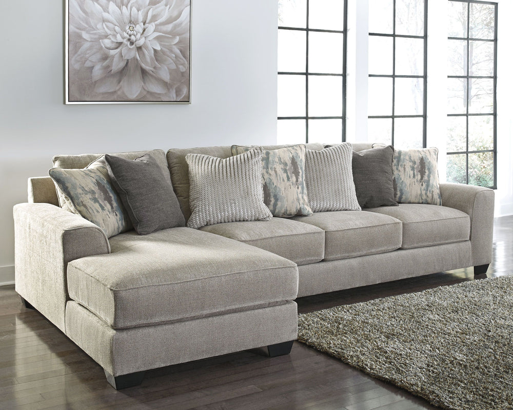 Plush and posh, this large sectional delights with deep comfort. Itâ€™s casually styled with big, roomy seats and modern textured chenille upholstery. Youâ€™ll find comfort in its soft back and reversible seat cushions. Guests are sure to fight over who w
