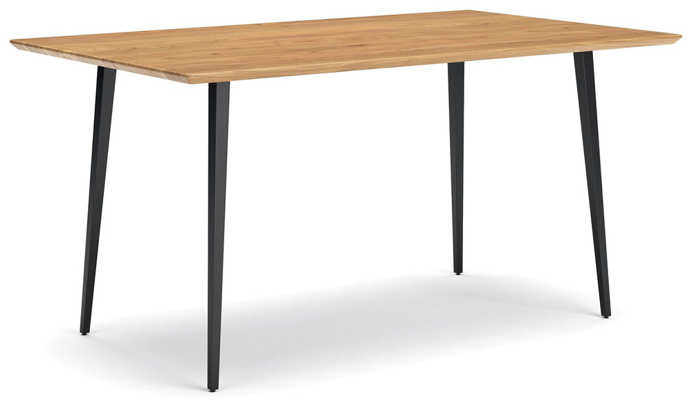 Small spaces donâ€™t mean you have to sacrifice big style. This table sets the stage for casually cool dining. The welcoming light wood-tone top beautifully goes with the flow, while matte black metal legs add a layer of urban industrial flair. Merging ev