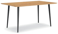 Small spaces donâ€™t mean you have to sacrifice big style. This table sets the stage for casually cool dining. The welcoming light wood-tone top beautifully goes with the flow, while matte black metal legs add a layer of urban industrial flair. Merging ev