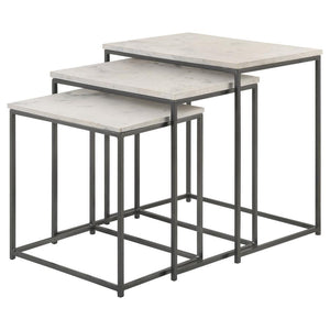 Medora - 3 Piece Marble Top Nesting Table Set - White