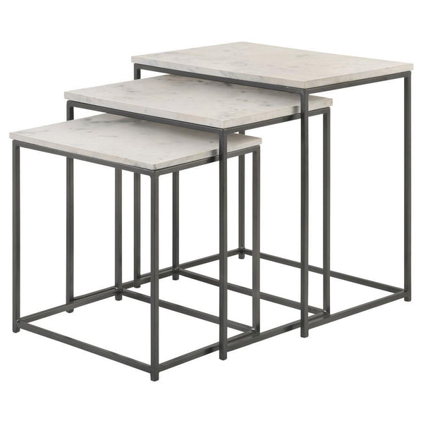 Medora - 3 Piece Marble Top Nesting Table Set - White