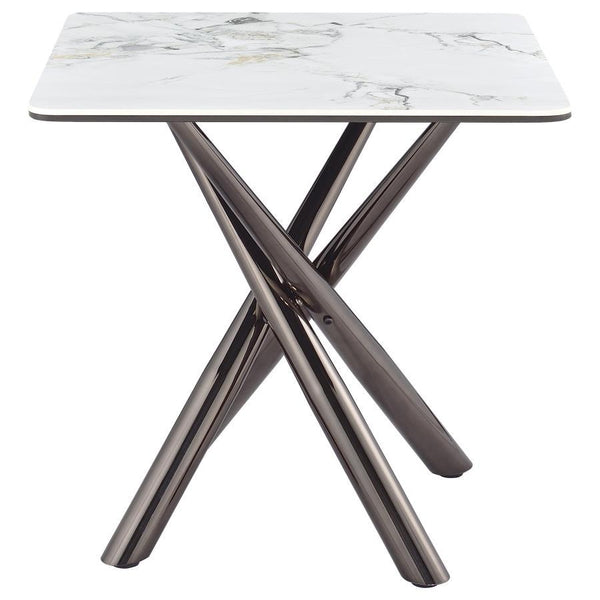 Carvell - Square Sintered Stone End Side Table - Mirage White