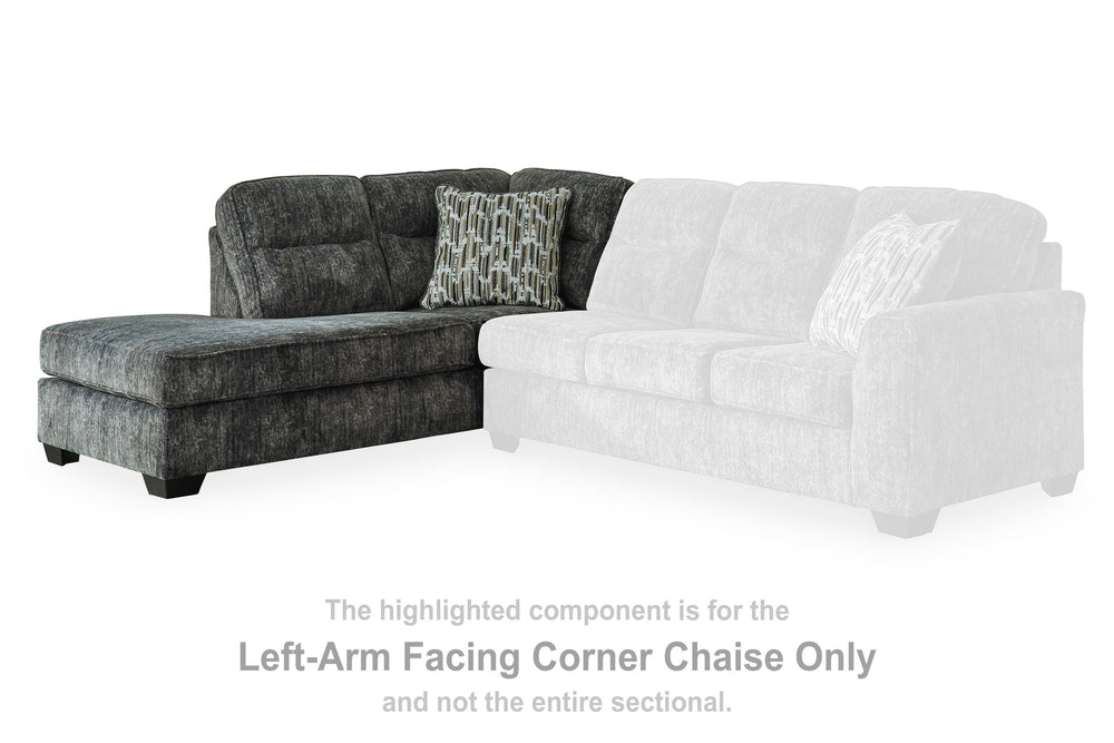 This left-arm facing corner chaise is made with polyester upholstery. Pairs with other items in the series to make a sectional.<br><br><b>Additional Dimensions</b><br><ul><li>Arm height: 27-"</li><li>Seat depth: 72-"</li><li>Seat height: 20-"</li><li>Top 