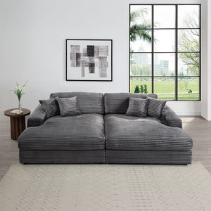 Hilde - Chaise With 2 Pillows - Dark Gray<br/><br/><b>Product Features</b><ul><li>Sectional Sofa</li><li><br> KD Leg</li><li><br> Tight Seat & Loose Back Cushion</li><li><br> Seat Construction: Pocket Coil</li><li><br> Wooden Inner Frame</li><li><br> Remo