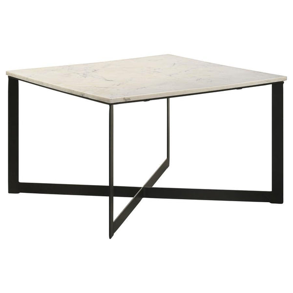 An attractive square shape begins the design path of a glam-inspired coffee table toned down with a hint of industrial style. Turn a casual or semi-formal living room or family room into a gallery of architectural and artisan design. Start with a coffee t
