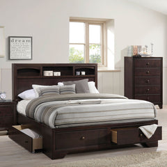 The Madison II bedroom collection features spacious storage. Clean lines and modern style are perfectly matched together, offering a sense of technology to new generation.<br/><br/><b>Product Features</b><ul><li>Box Spring Not Required</li><li>Bookcase Be