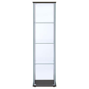 Bellatrix - 4-Shelf Clear Glass Curio Cabinet - Cappuccino