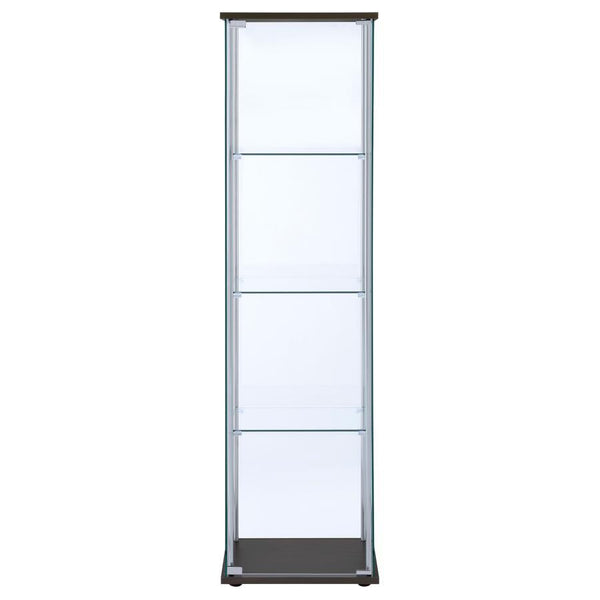 Bellatrix - 4-Shelf Clear Glass Curio Cabinet - Cappuccino