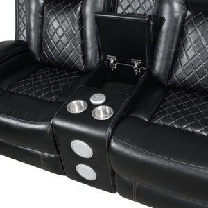 Orion II - Console Loveseat With Dual Recliners - Black