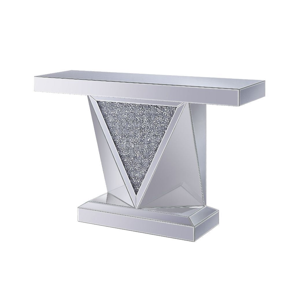 The Noralie Console Table will add a contemporary touch to any room in your home. With its clean lines, this brilliant rectangular occasional table showcases a distinctive style for an intriguing look. The table features a fully mirrored beveled table top