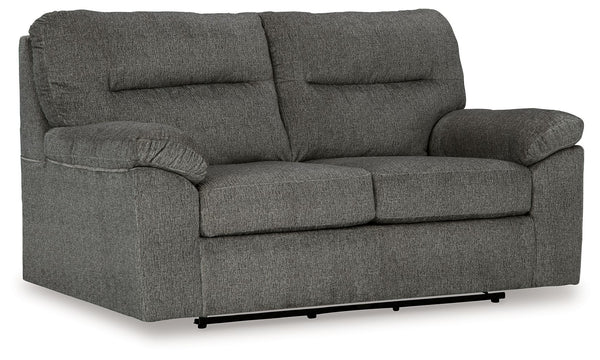Make your living room the ultimate hangout with this glider loveseat. Its buttery soft upholstery encourages you to lounge a while longer. And when itâ€™s time to hit a peak state of relaxation, indulge in the gentle sway of its gliding motion. Comfortabl