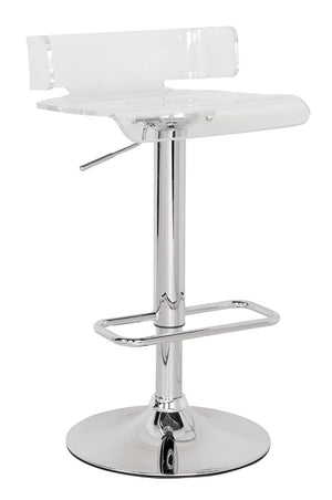 Rania acrylic stool is perfect for any modern style Decor. This chair has a seat with a small flat back, and not only can it adjust in height, but also has swivel capabilities so none of your guests miss out on anything. Some Assembly Required.<br/><br/><