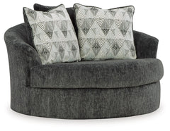 Bring fashionable function to the forefront with this oversized swivel accent chair. The transitional design gets a dash of flair with a 360-degree swivel motion. Dress it up or down. In a richly versatile neutral, this chair appeals to a variety of style