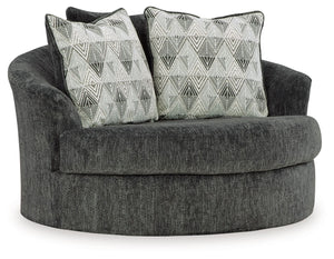 Bring fashionable function to the forefront with this oversized swivel accent chair. The transitional design gets a dash of flair with a 360-degree swivel motion. Dress it up or down. In a richly versatile neutral, this chair appeals to a variety of style