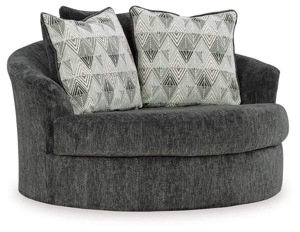Bring fashionable function to the forefront with this oversized swivel accent chair. The transitional design gets a dash of flair with a 360-degree swivel motion. Dress it up or down. In a richly versatile neutral, this chair appeals to a variety of style