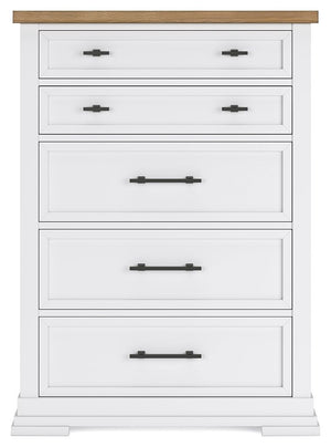 Ashbryn - White / Natural - Five Drawer Chest