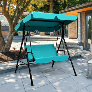 Brand New And High Quality<br>Outdoor Loveseat Swing Chair<br>Providing Two Comfortable Seats<br>With A Waterproof Top Canopy  Protecting You From Ultraviolet Ray And Drizzle<br>Black Steel Frame  Durable And Sturdy<br>With Seat And Back Cushion Add Comfo