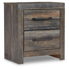When merged in just the right way, rustic and industrial styles can make one happy marriage. Case in point: this bedroom nightstand. A refined take on barn board beauty, its complex, replicated wood grain showcases hints of burnt orange and teal tones for