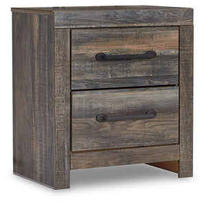 When merged in just the right way, rustic and industrial styles can make one happy marriage. Case in point: this bedroom nightstand. A refined take on barn board beauty, its complex, replicated wood grain showcases hints of burnt orange and teal tones for