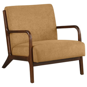Infuse a little color into your existing space with a modern accent armchair. Its understated upholstery is soft and welcoming, perfectly complementing surrounding decor for a seamless look. The chair is built with a structured wood frame, complete with g