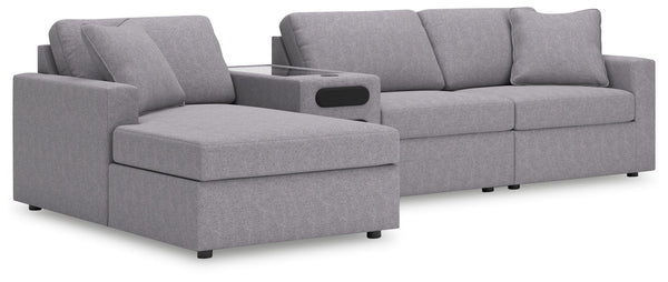 Looking cool and contemporary is great. But when it comes down to it, youâ€™re all about low-maintenance lounging. With the performance fabric on this sectional with chaise, cleaning spills is a breeze. Its customizable modular design caters to your ever-