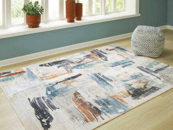  low maintenance. This rug takes an abstract approach to contemporary aesthetics. A brush stroke pattern