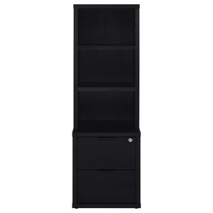 Westpark - 3-Shelf Bookcase USB And Lockable Drawer - Black