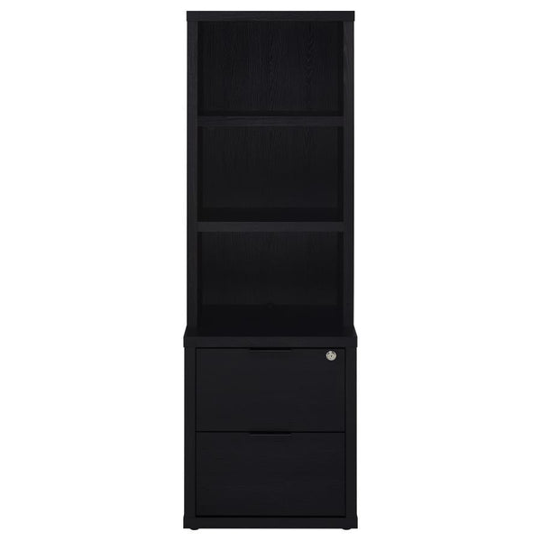 Westpark - 3-Shelf Bookcase USB And Lockable Drawer - Black