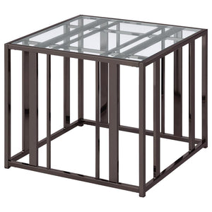 Adri - Rectangular Glass Top Side End Table - Black Nickel