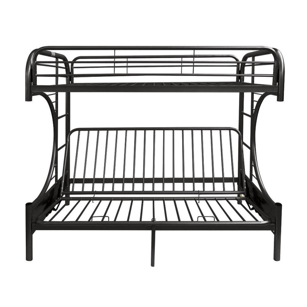 Bring home this Eclipse twin XL over queen-futon bunk bed to let your kids enjoy personal space without compromising on style. The convertible futon feature allows to switch from a sit to sleep position by simply lifting the light weight of the seat