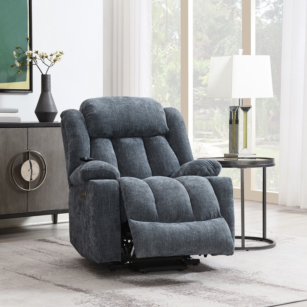 Omarion - Power Recliner With Lift & Heating & Massage - Blue