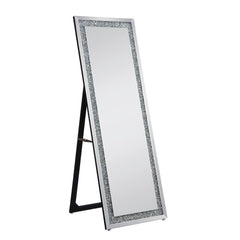 Make a striking statement in your home or office with this Noralie Floor Mirror. Featuring a rectangular shape and mirror frame with faux diamond inlay, it creates a bold, yet elegant textured look. Contemporary yet beautifully crafted, this mirror will s