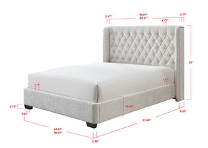 Daphne - Queen Bed - Light Gray Tweed