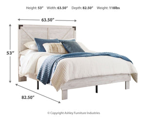 Shawburn - Whitewash - Queen Panel Platform Bed