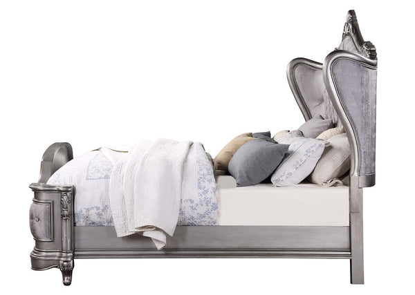 Ausonia - California King Bed - Velvet & Antique Platinum - Finish