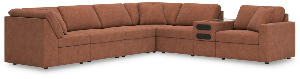 Looking cool and contemporary is great. But when it comes down to it, youâ€™re all about low-maintenance lounging. With the performance fabric on this sectional with audio system, cleaning spills is a breeze. Its customizable modular design caters to your